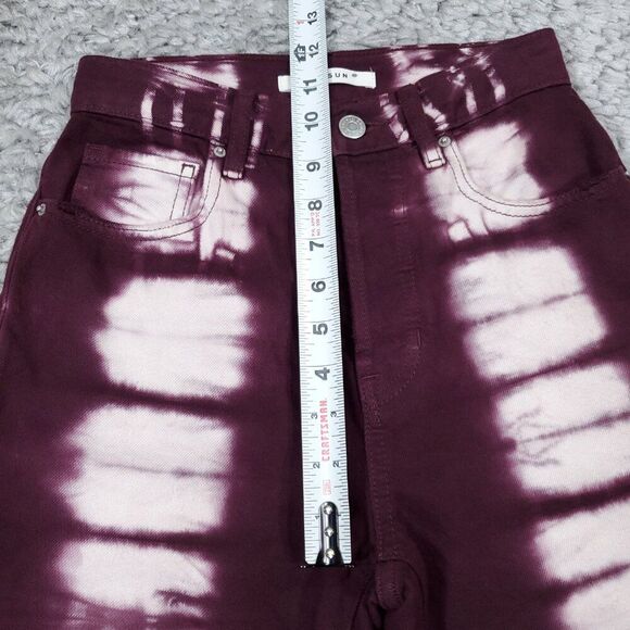 PacSun Eco Raspberry Tie Dye High Waisted Straight Leg Jeans Size 23 Purple Crop - Picture 9 of 10